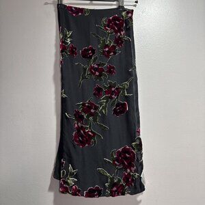 Dark Floral Silk Velvet Burnout Scarf Made In Italy Whimsigoth Feminine Witchy
